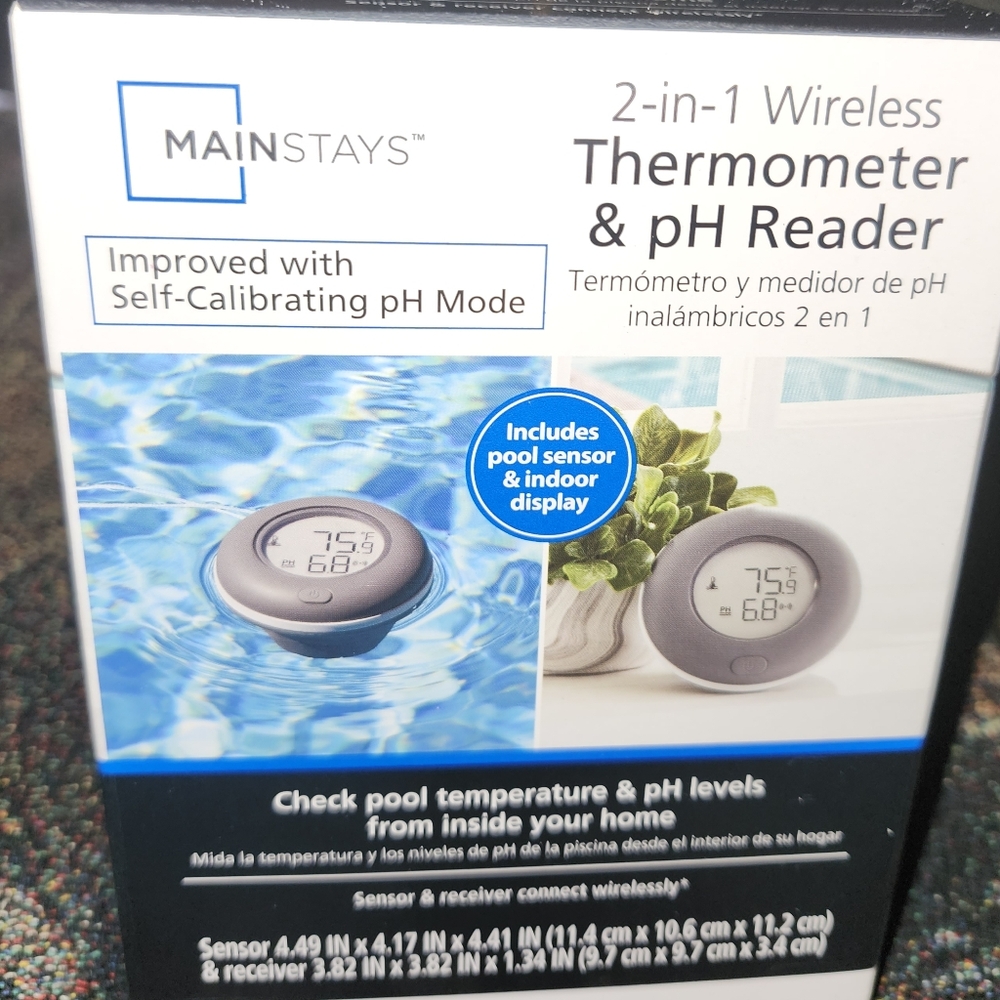 Mainstays Wireless Thermometer & pH Reader with Display. For the pool